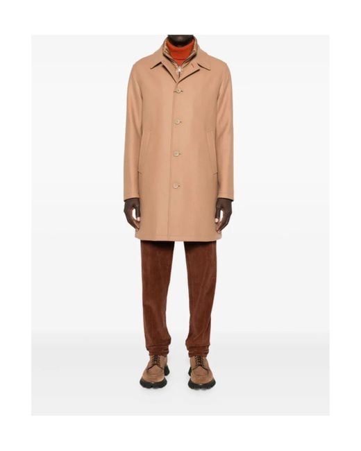 Herno Natural Button-Fastening Wool-Blend Coat for men