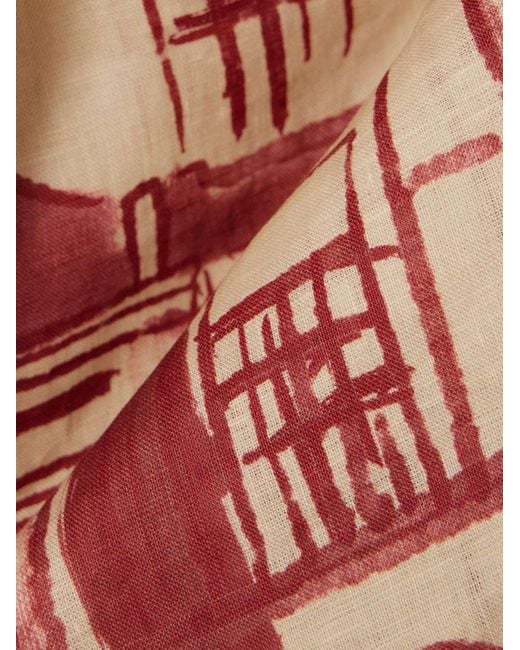 Johanna Ortiz Red Printed Linen Halterneck Top