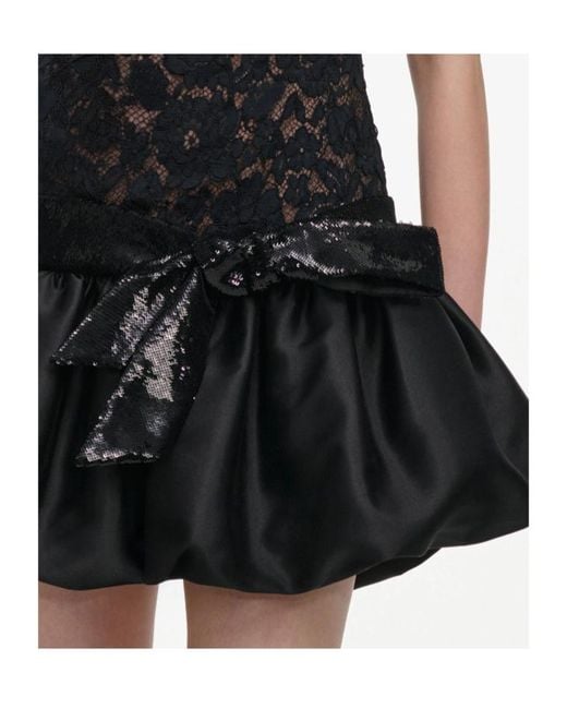 Self-Portrait Black Lace Bubble Hem Mini Dress