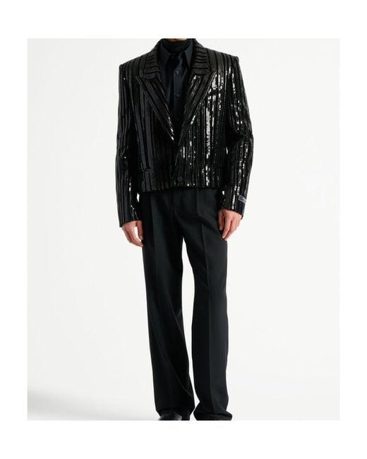 Balmain Black Striped Sequin Blazer for men