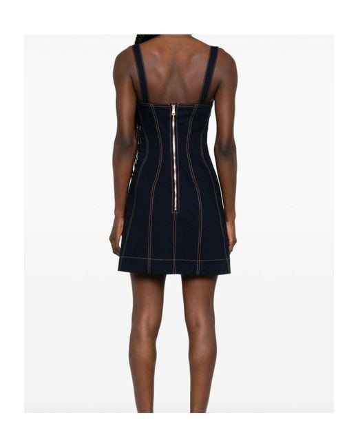 Versace Jeans Black Buckle-Detail Panelled Mini Dress