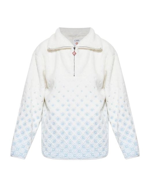 Casablanca Blue Logo-Embroidered Fleece Jacket for men