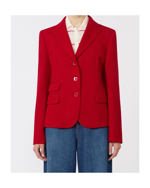 Max Mara Red Single Breasted Blazer