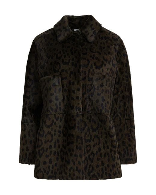 FURLING BY GIANI Black Leopard Pockets Coat