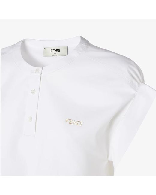 Fendi White Drawstring-Hem Blouse