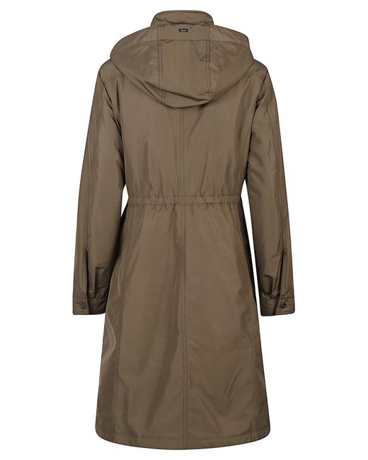 Herno Brown Hooded Drawstring Coat