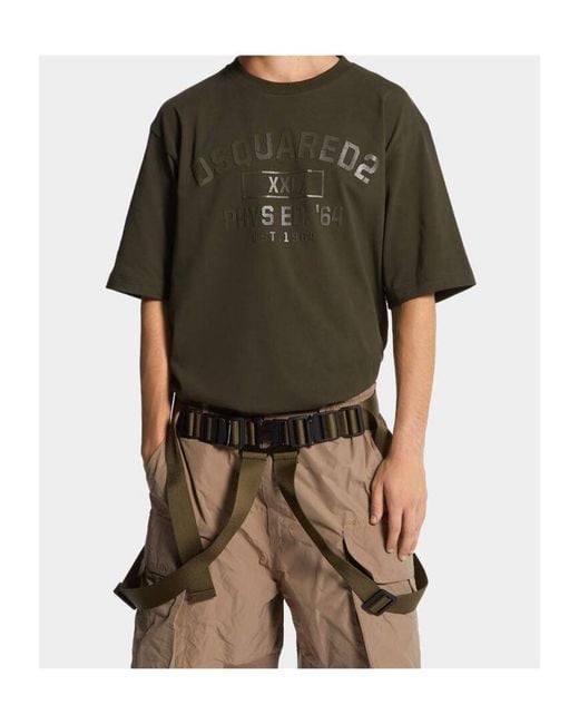 DSquared² Green Logo Printed Crewneck T-Shirt for men