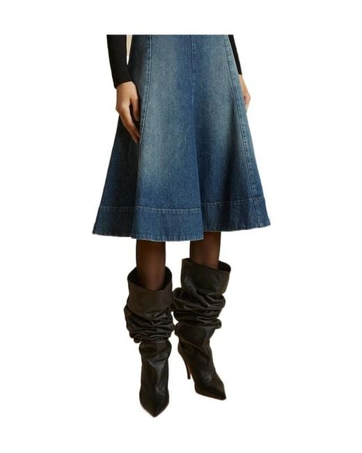 Khaite Blue The Lennox Low-Rise Denim Skirt