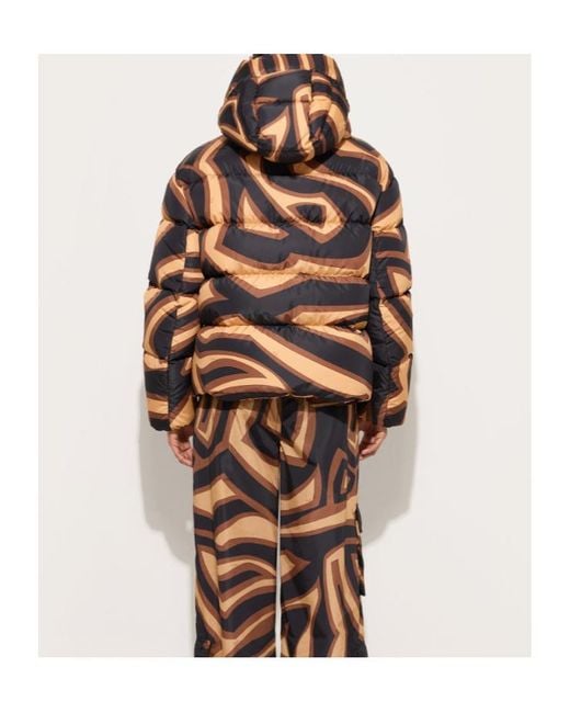 Emilio Pucci Brown Pucci Abstract Printed Hooded Padded Jacket