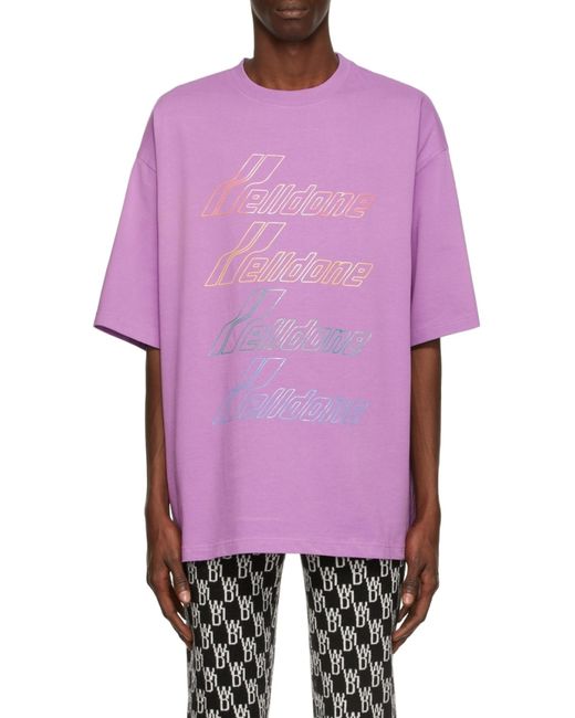 we11done Pink Logo-Print T-Shirt for men