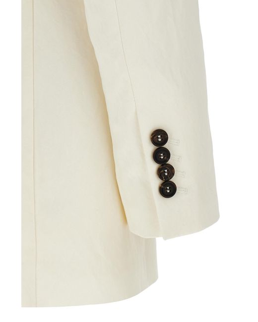 Brunello Cucinelli White Double Breasted Tailored Blazer