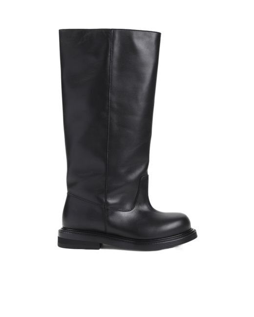 Moschino Black Knee-High Leather Boots