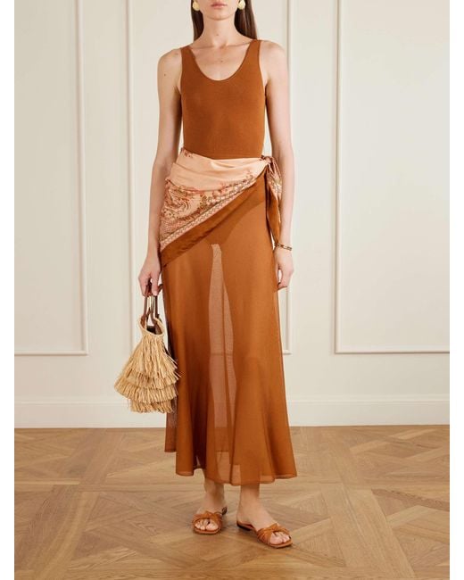Zimmermann Brown Aster Scarf Maxi Dress