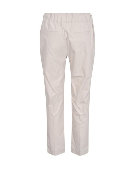 Brunello Cucinelli White Mid-Rise Pleated Cropped Tailored Trousers