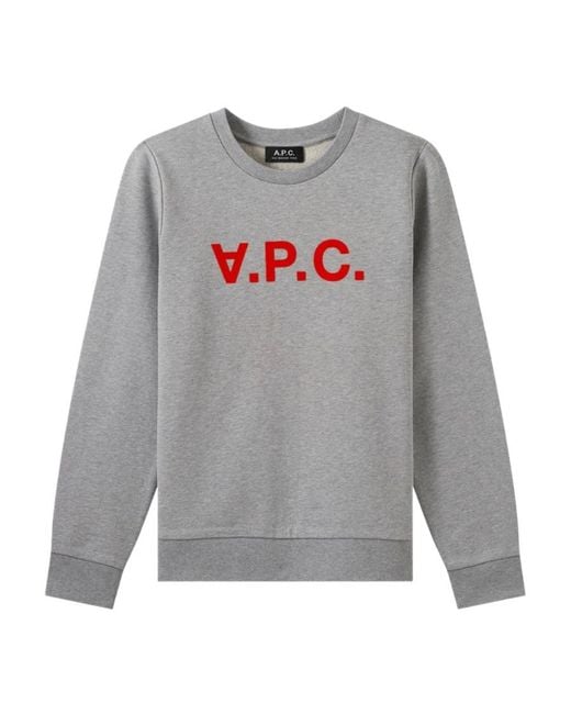 A.P.C. Gray Flocked Logo Organic Cotton Sweatshirt