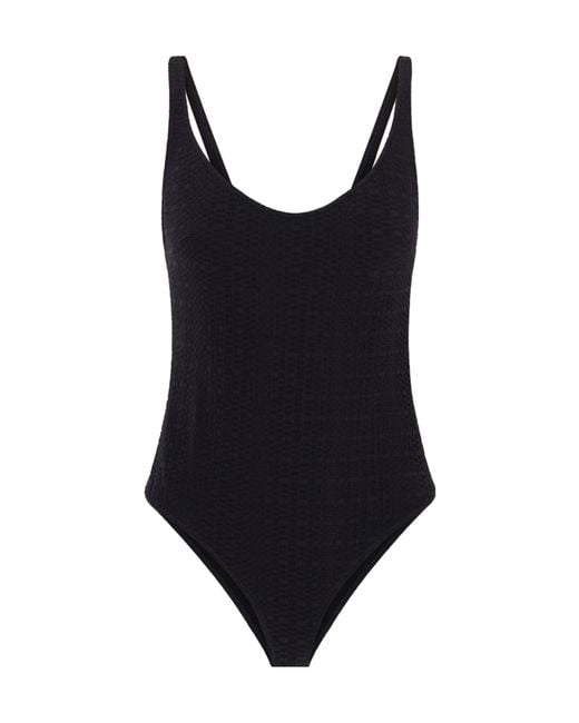 Lisa Marie Fernandez Black Stretch-Seersucker Swimsuit