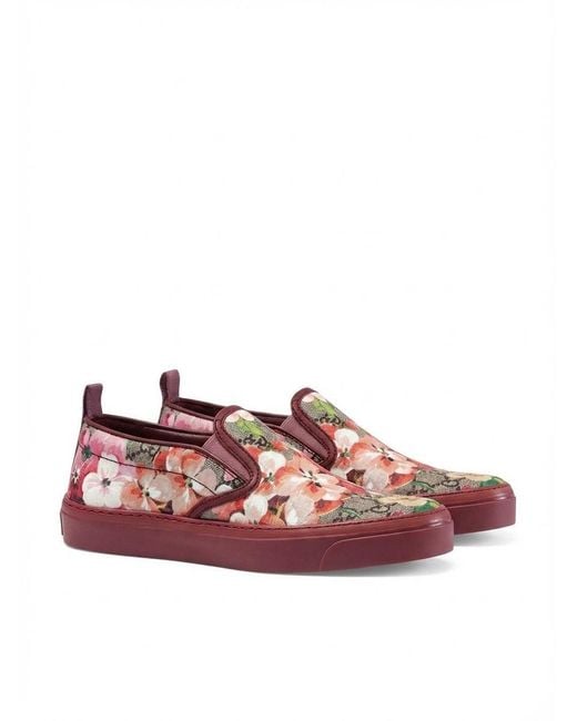 Gucci Red Floral Printed Casual Sneakers