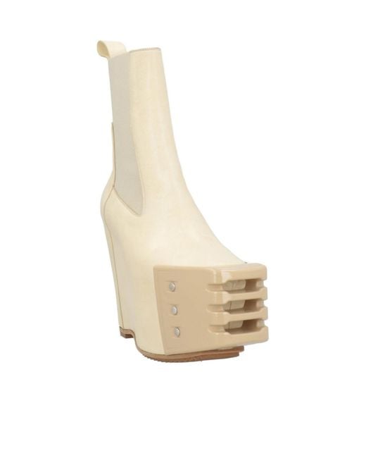 Rick Owens White Solid-Color Chelsea Boots