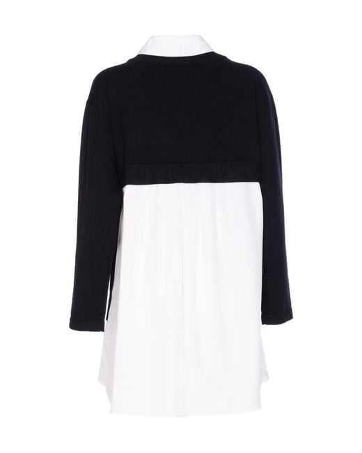 Elisabetta Franchi Blue Logo-Embroidered Long-Sleeved Dress
