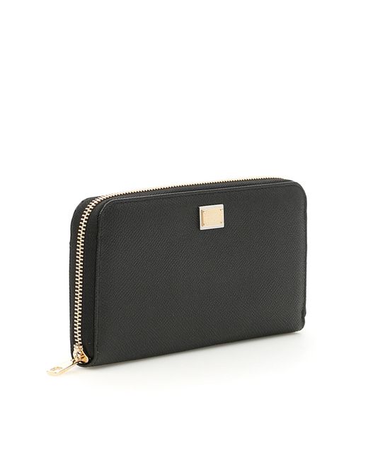 Dolce & Gabbana Black Logo Plaque Zip-Around Wallet
