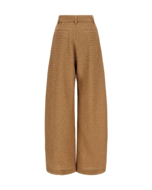 GIUSEPPE DI MORABITO Natural High Waist Wide-Leg Raffia Pants
