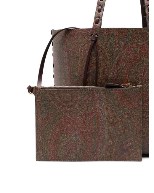 Etro Brown Paisley Printed Tote Bag