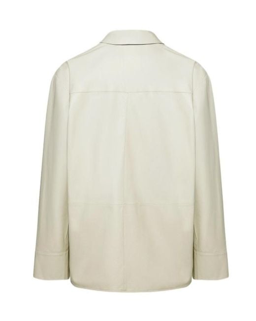Yves Salomon White Button Leather Jacket