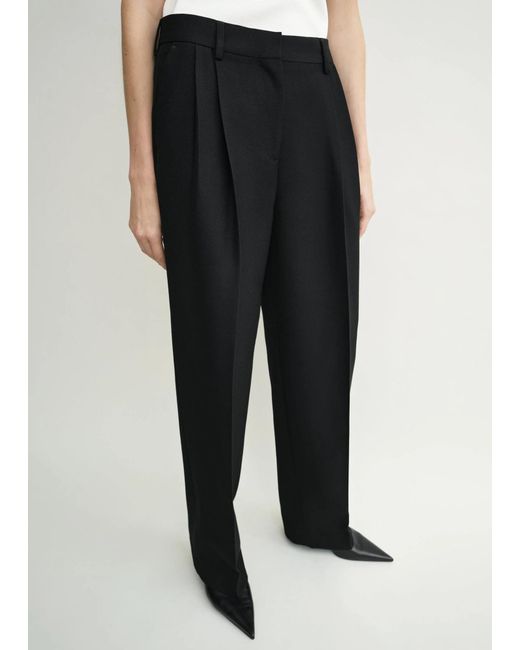 Totême Black Totême Double-Pleat Tailored Trousers