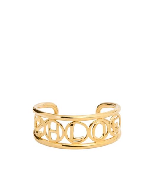 Chloé Metallic Script Logo Cuff Bracelet