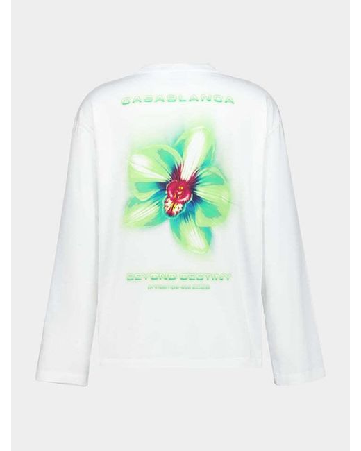 Casablanca White Glitch Orchid Long-Sleeve T-Shirt for men