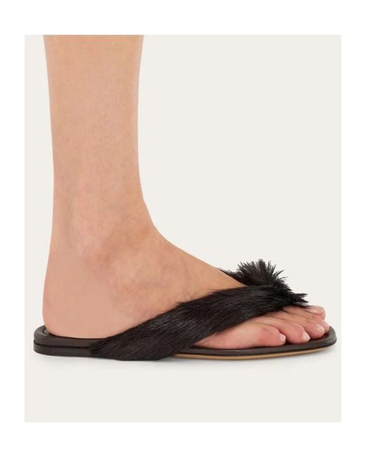 Ferragamo Multicolor Ferragamo Fur Detail Thong Sandals