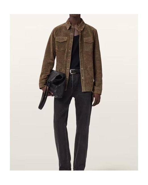 AllSaints Brown Sully Suede Jacket for men