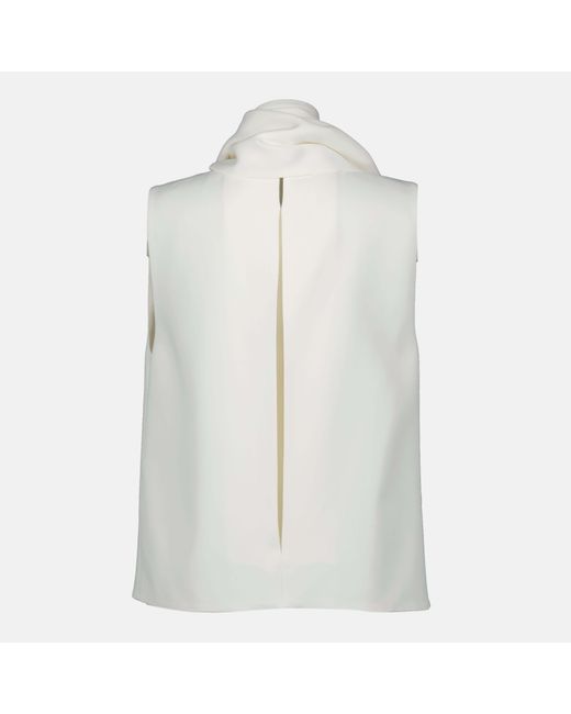 Khaite White Wrap Detailed Sleeveless Top
