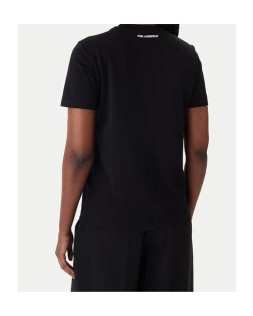 Karl Lagerfeld Black Rhinestone-Embellishment Crew-Neck T-Shirt