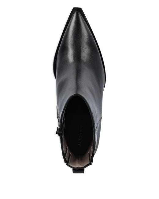 AllSaints Black Rizzo Pointed-Toe Zip-Fastening Boots