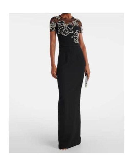 Safiyaa Black Embellished Crêpe Gown