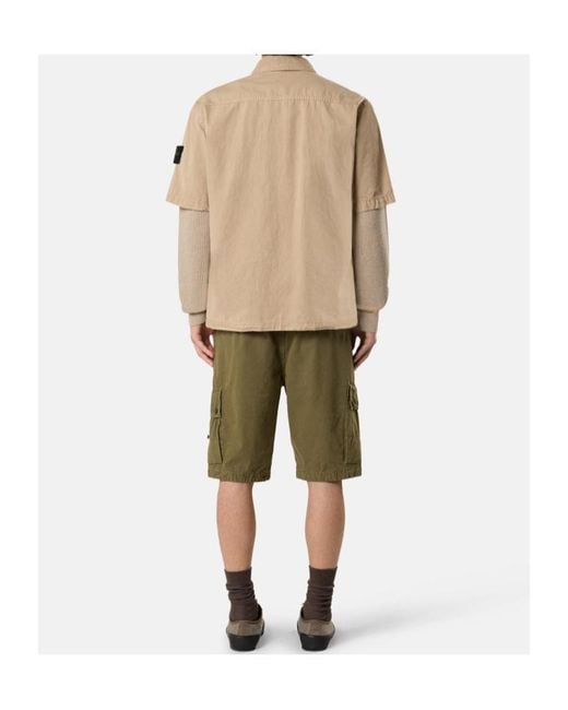 Stone Island Natural Short Sleeve Logo Patch Shirt for men
