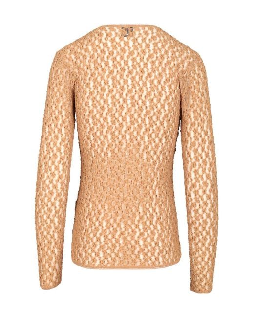 Isabel Marant Brown Gaelle Long-Sleeved Lace Top