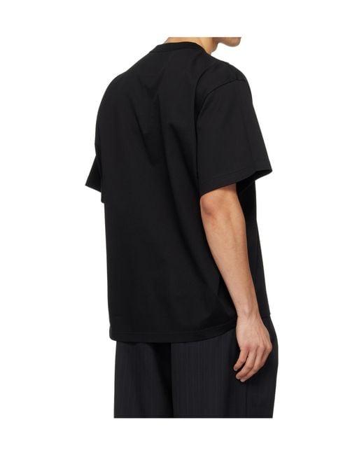Sacai Black Crew Neck Short-Sleeved T-Shirt for men