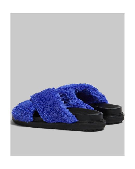 Marni Blue Terry Slide Sandal