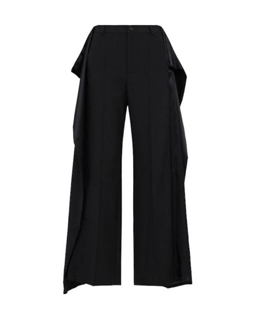 MM6 by Maison Margiela Black Light Wool Blend Folded Wide Pants