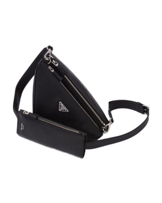 Prada Black Saffiano Leather And Leather Shoulder Bag for men