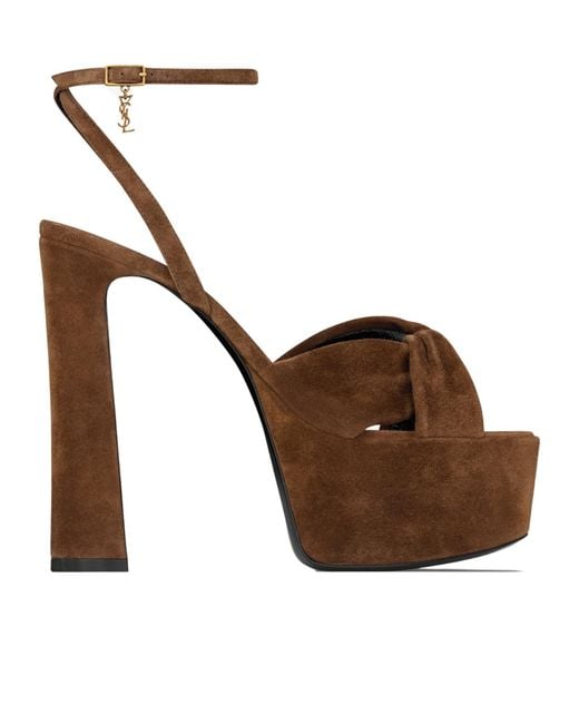 Saint Laurent Brown Franciane Platform Heeled Sandals