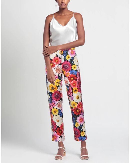 Dolce & Gabbana Red Colorful Printed Pants