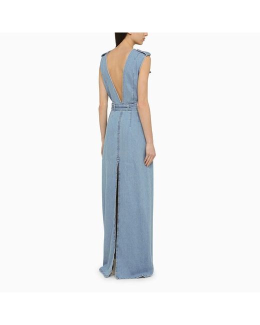 Dries Van Noten Blue A Long Sleeveless Denim Dress