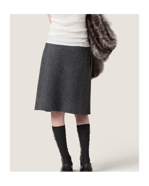 Miu Miu Gray Zip-Up Midi Skirt