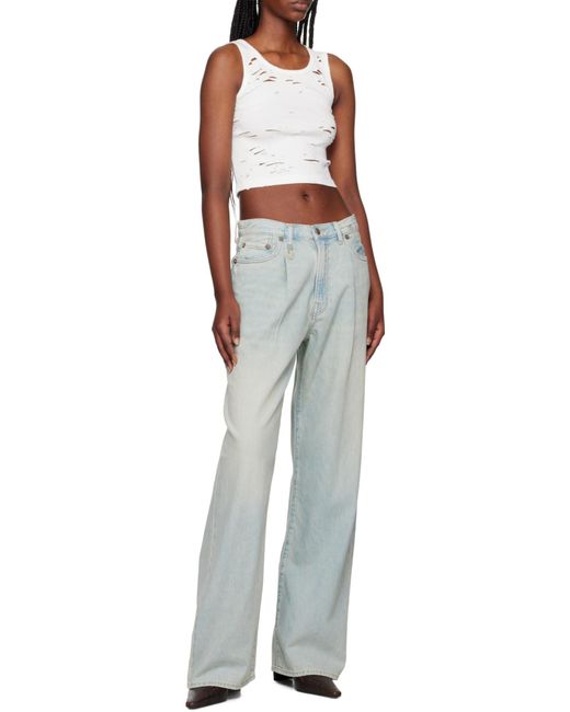 R13 White Destroyed Cropped Tank Top