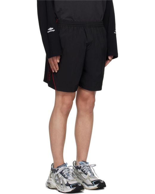 Balenciaga Black Logo Embroidered Tracksuit Shorts for men