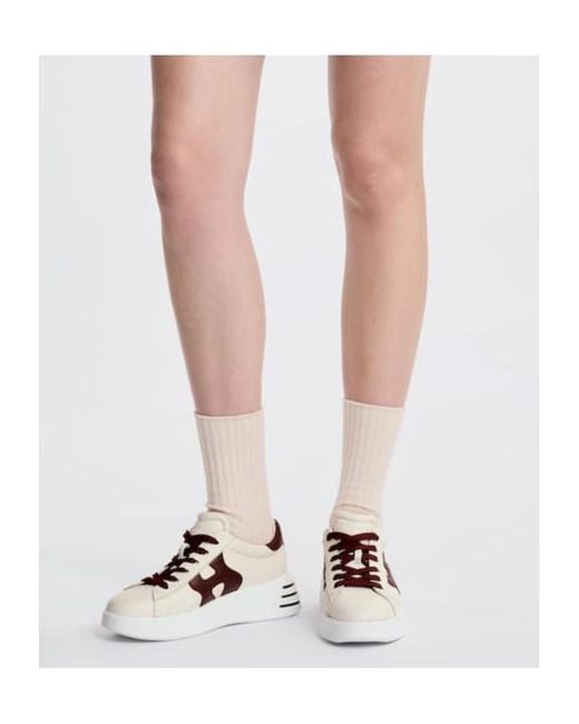 Hogan Natural Low-Top Ivory Sneakers With Suede Logo