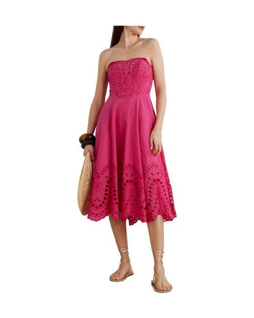 Charo Ruiz Pink Cotton-Blend Midi Dress